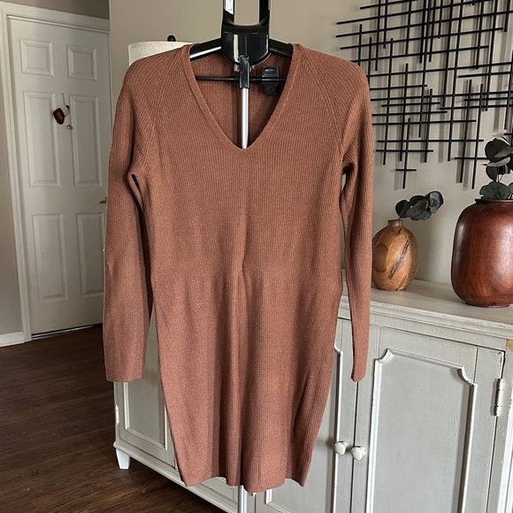 a new day Dresses & Skirts - a new day Brown Sweater Dress V Neck
